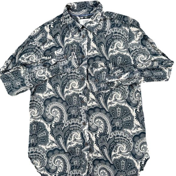 J Crew Collection Shirt Womens Size 2 Button Up Blouse Blue Paisley Long Sleeve - Picture 4 of 14